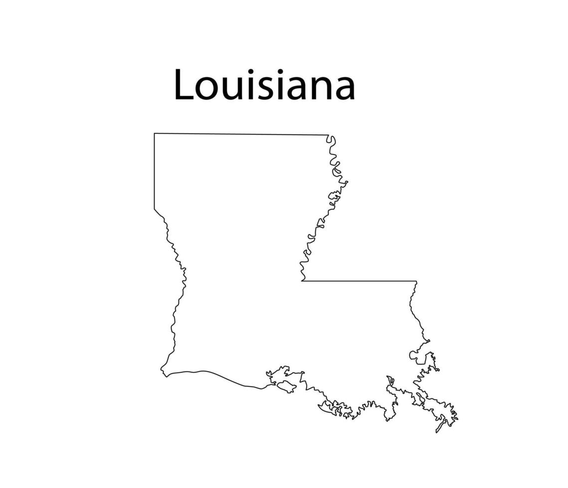 Louisiana Map Line Art Vector Illustration