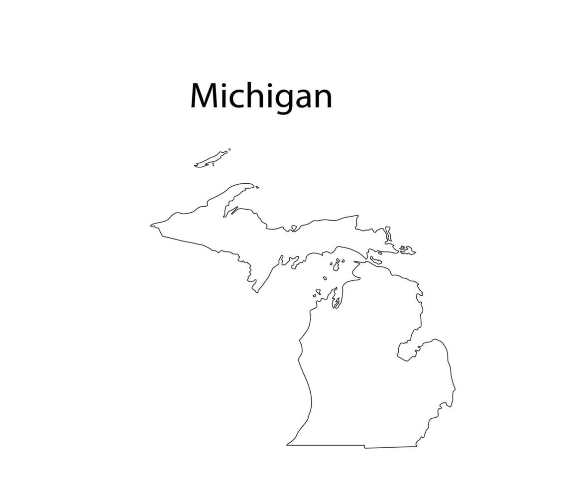 Michigan Map Line Art Vector Illustration