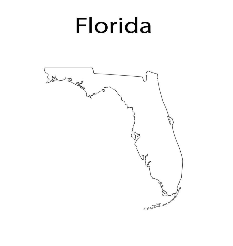 Florida Map Line Art Vector Illustration