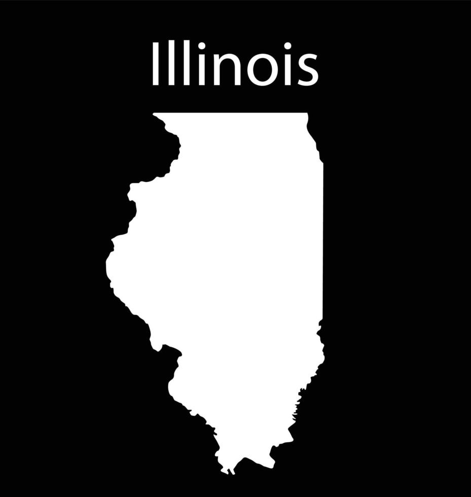 Ilustración de vector de mapa de Illinois en fondo negro