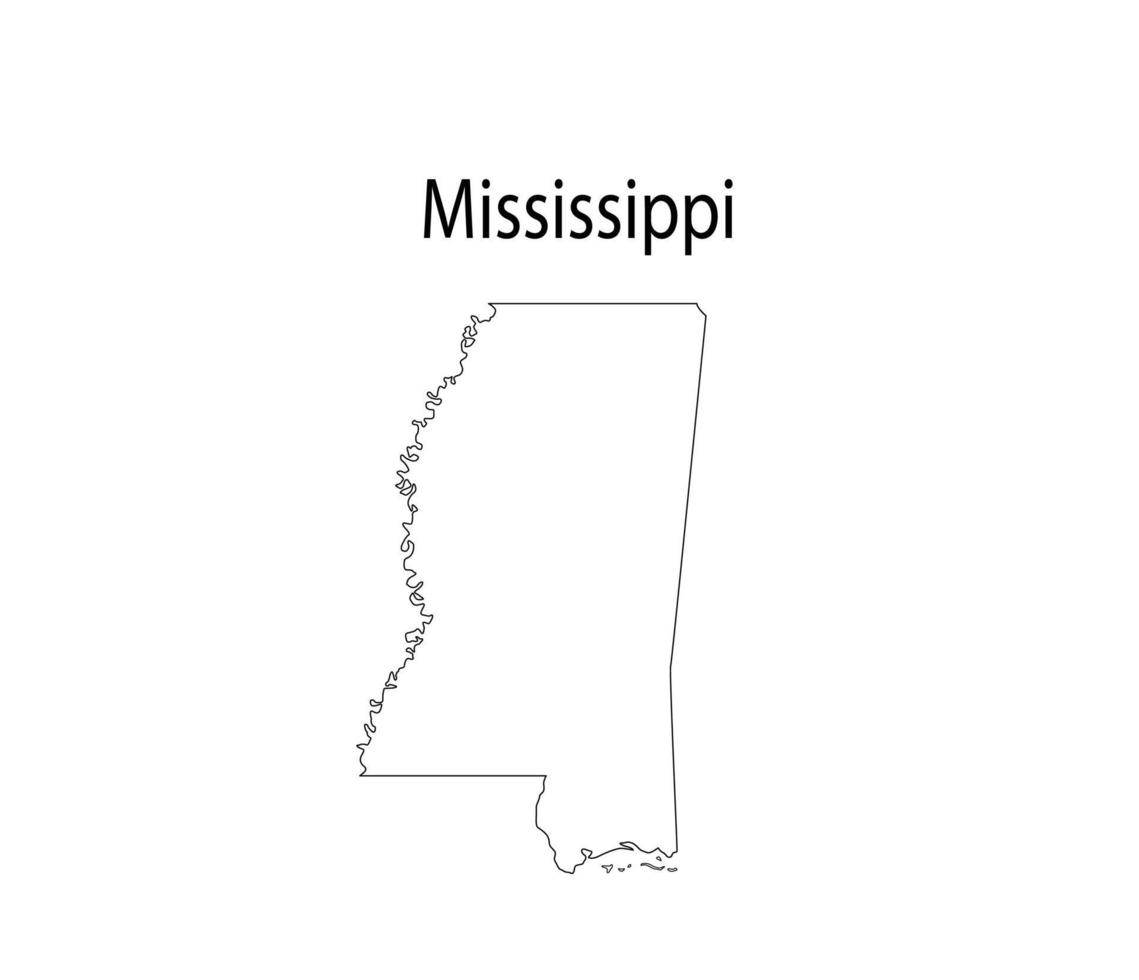 Mississippi Map Line Art Vector Illustration