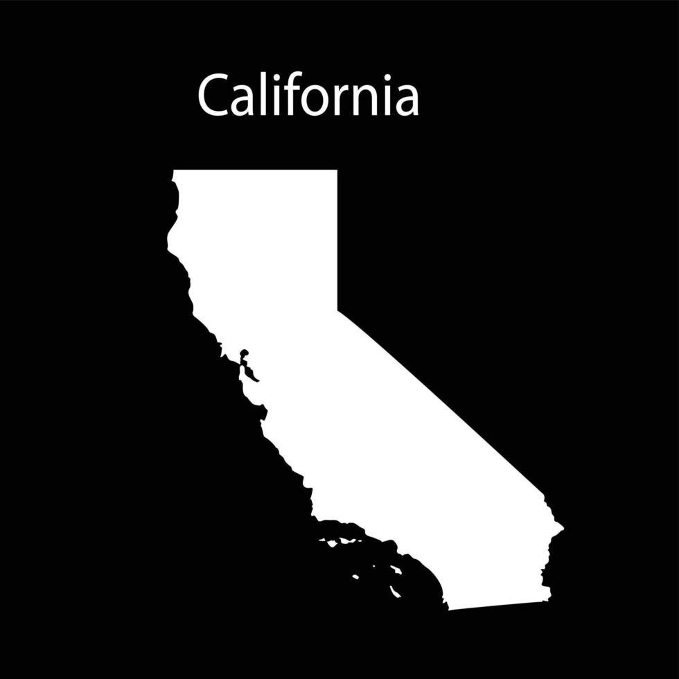 Ilustración de vector de mapa de California en fondo negro