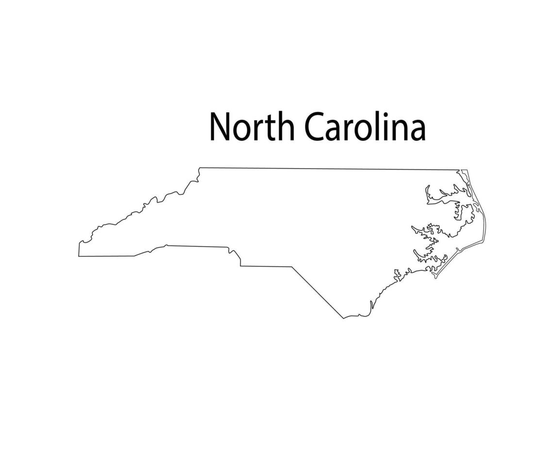 North Carolina Map Line Art Vector Illustration