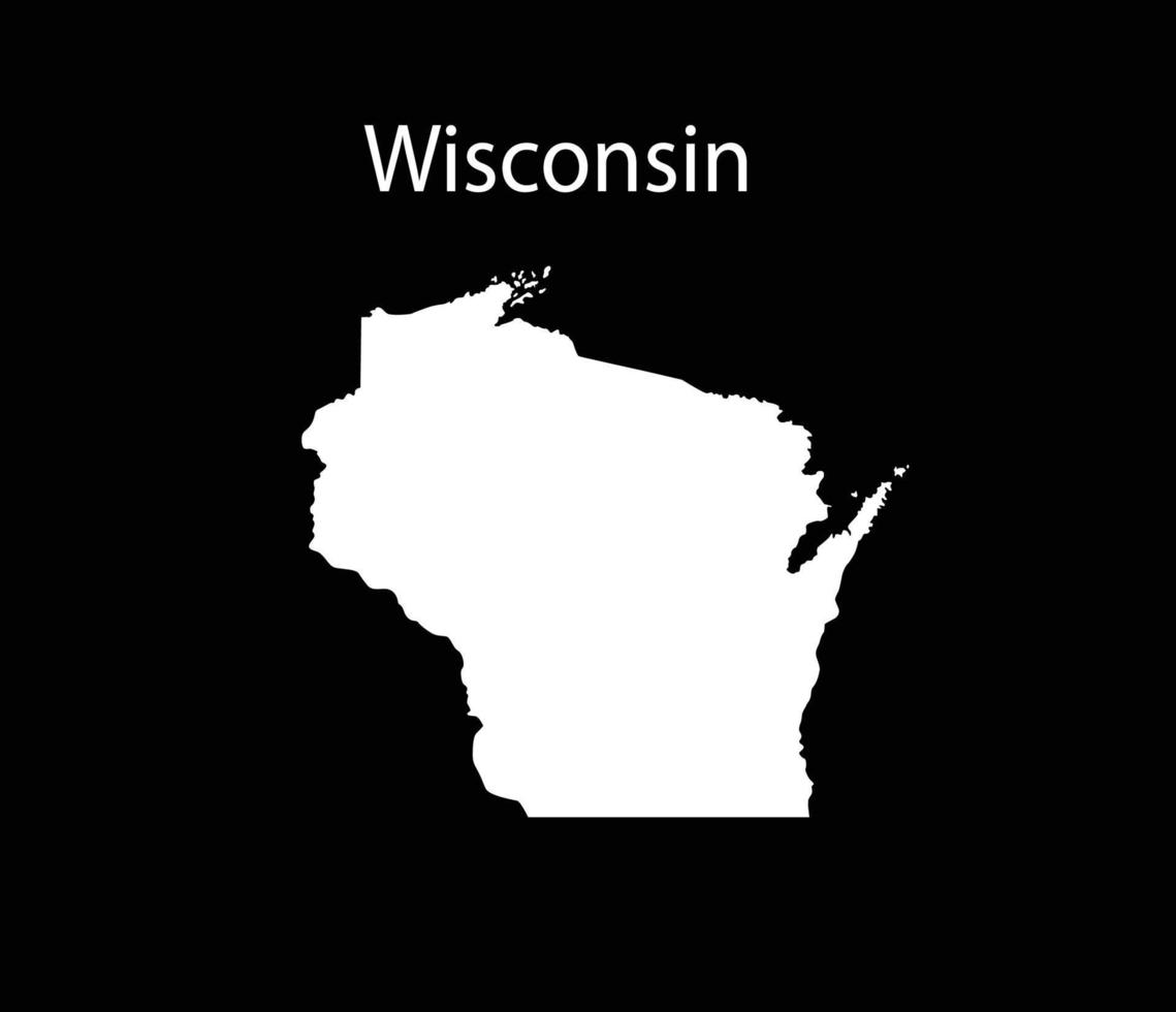 Ilustración de vector de mapa de Wisconsin en fondo negro