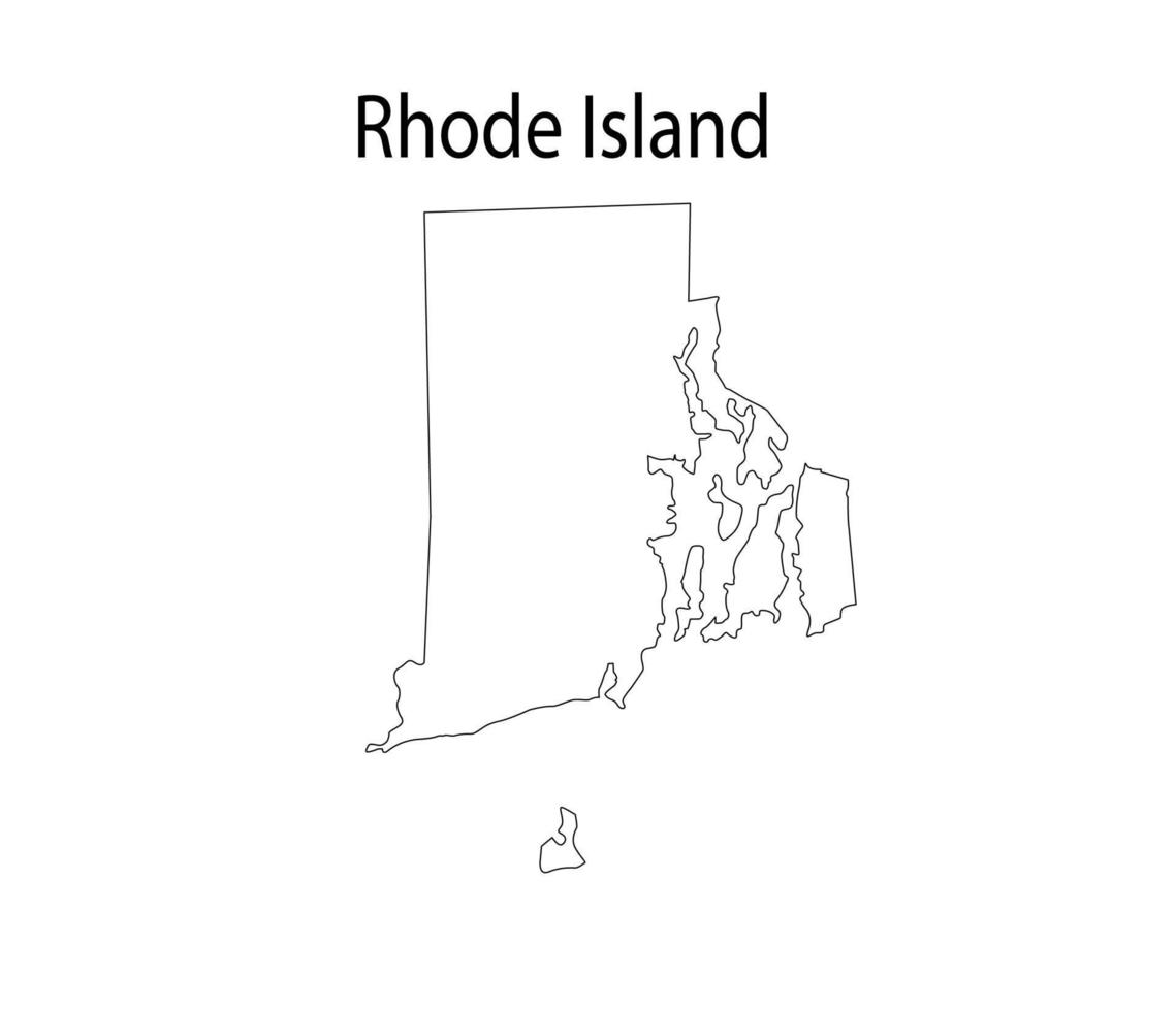 Rhode Island Map Line Art Vector Illustration
