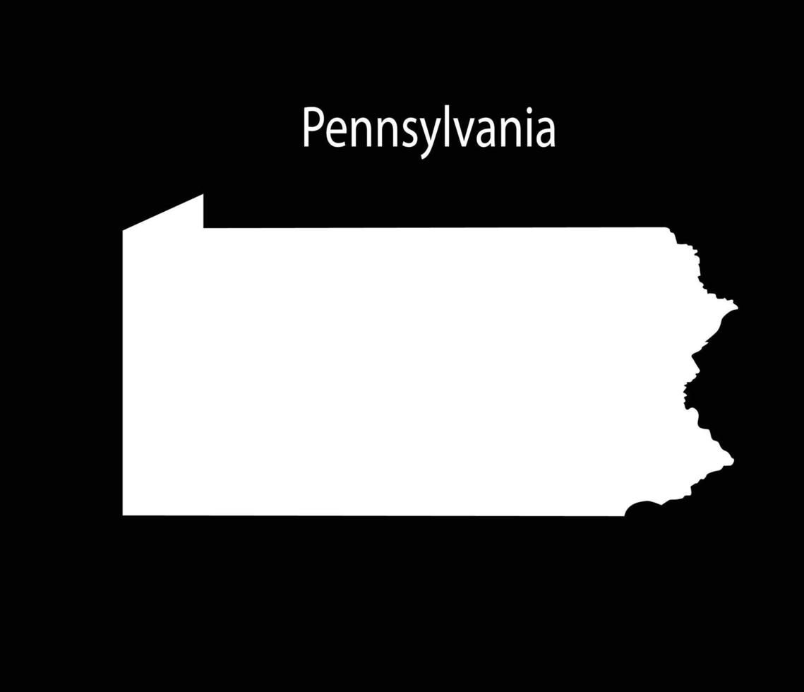 Pennsylvania Map Vector Illustration in Black Background