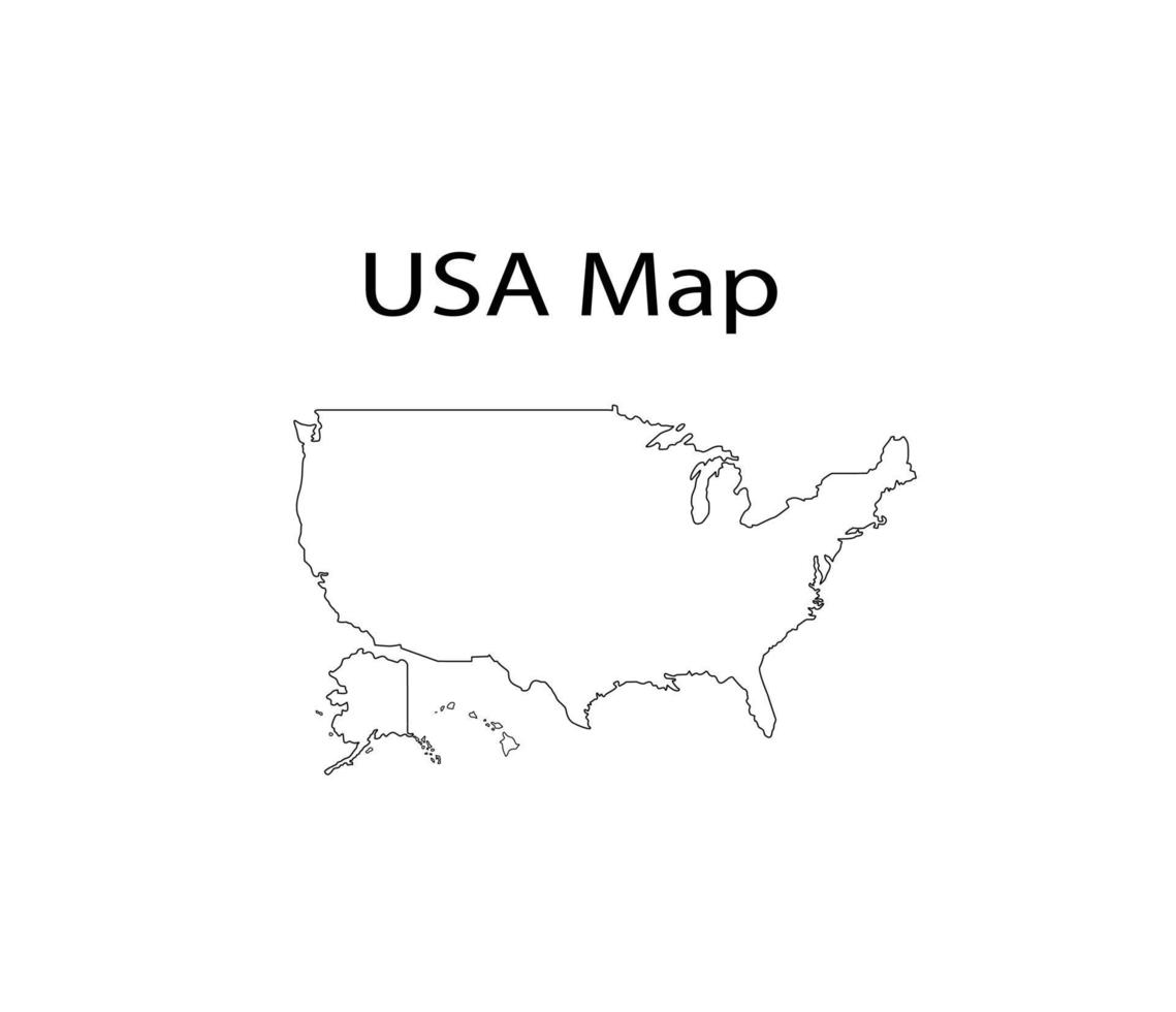 USA Map Line Art Vector Illustration