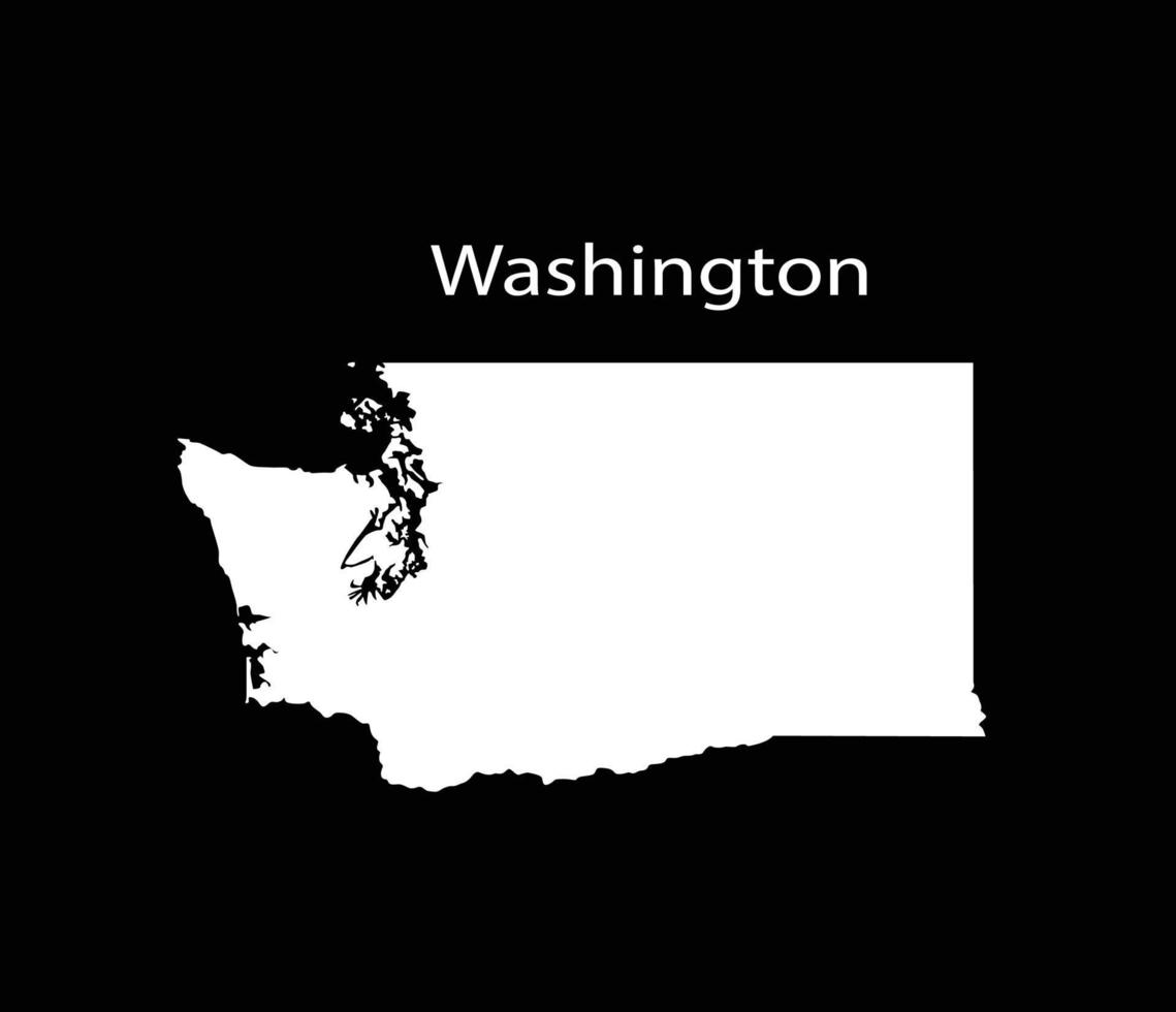 Ilustración de vector de mapa de Washington en fondo negro