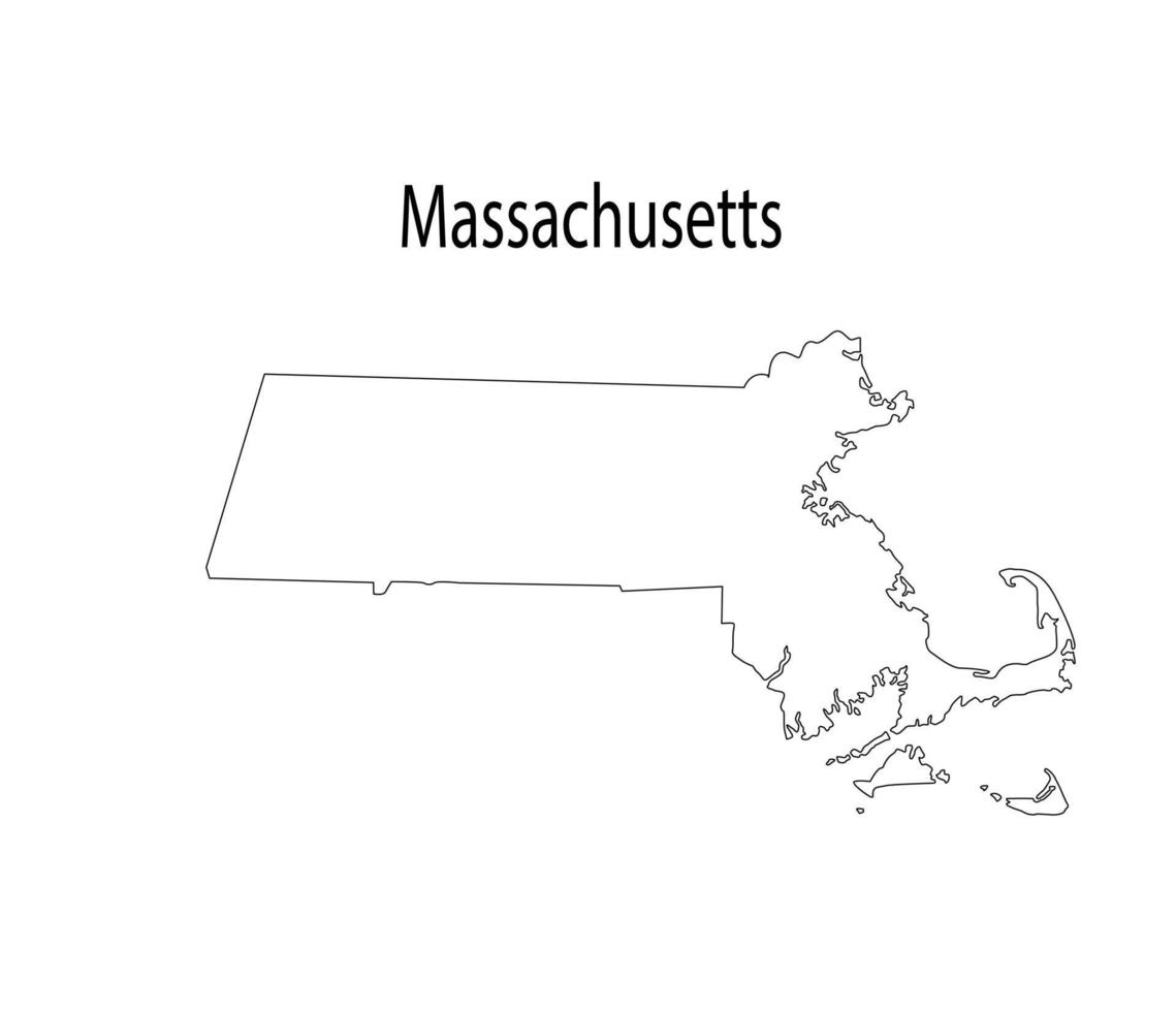 Massachusetts Map Line Art Vector Illustration