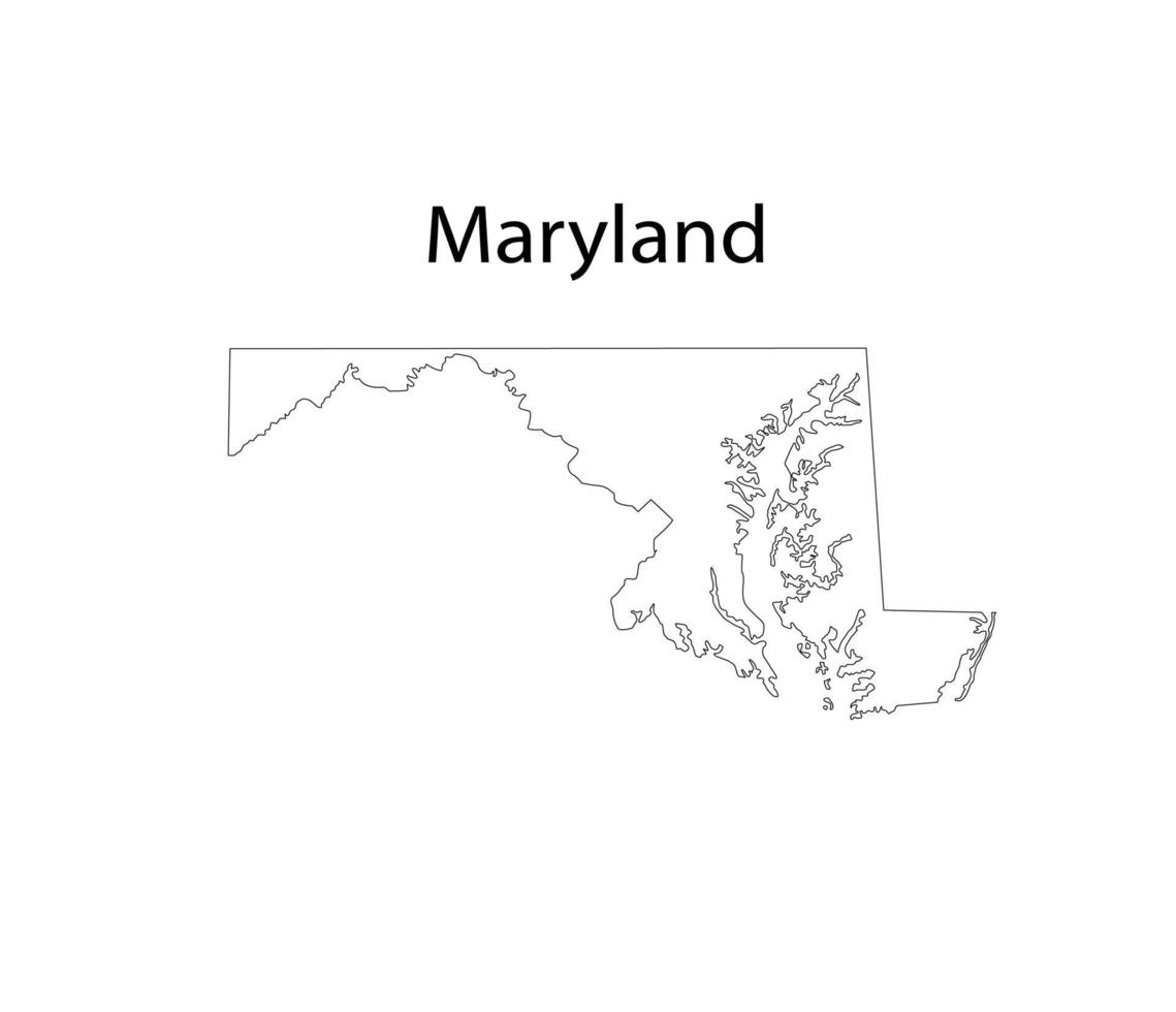 Maryland Map Line Art Vector Illustration