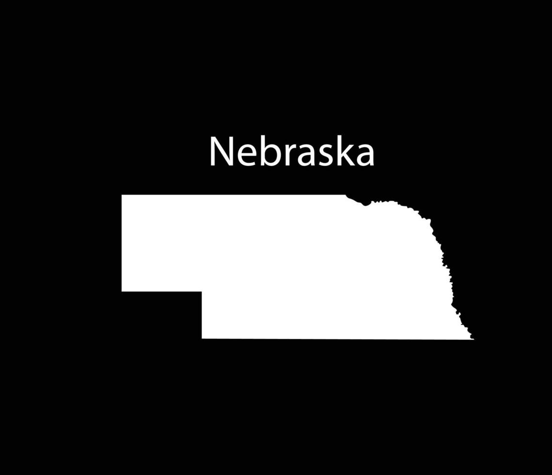 Ilustración de vector de mapa de nebraska en fondo negro