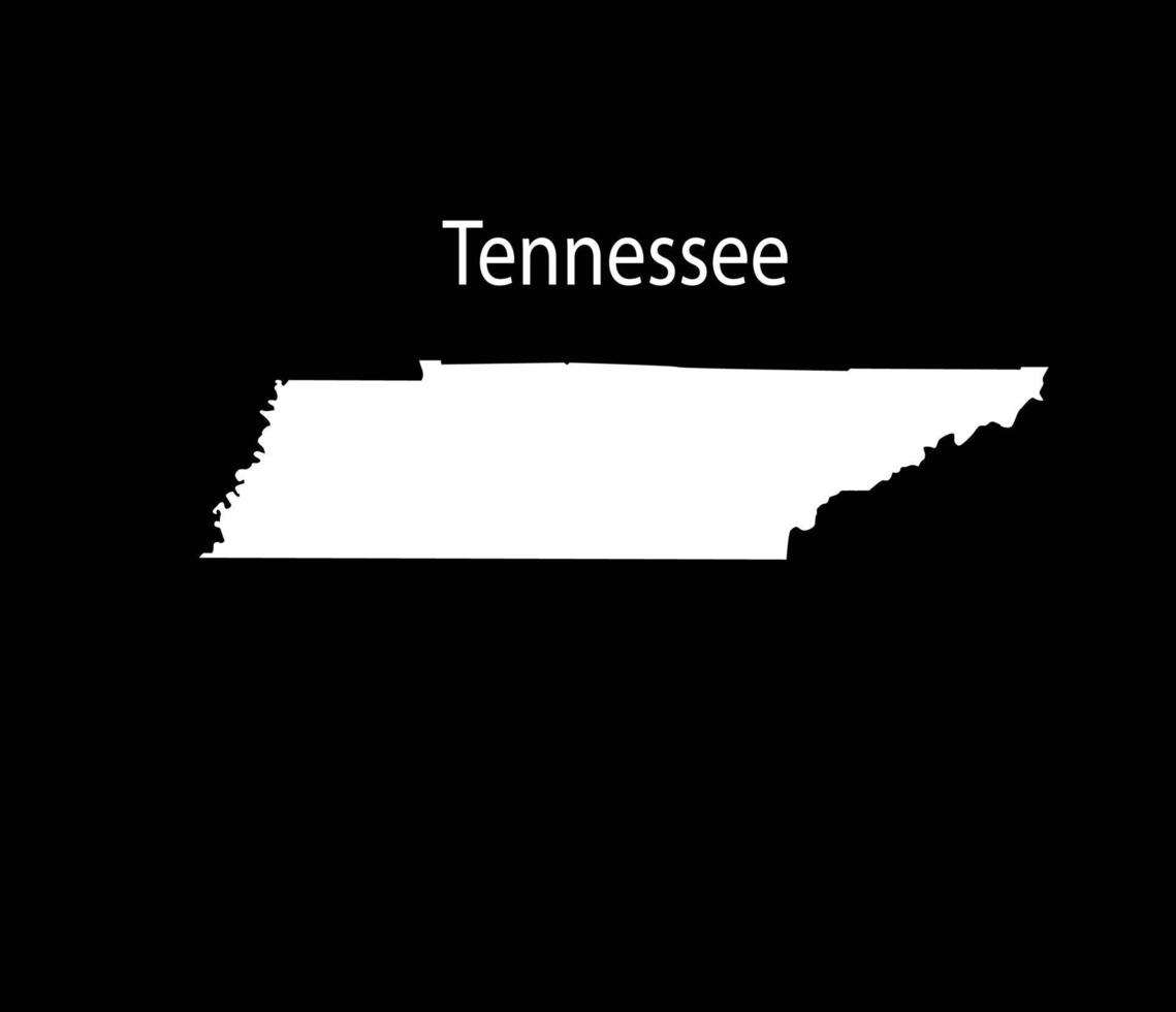 Ilustración de vector de mapa de Tennessee en fondo negro