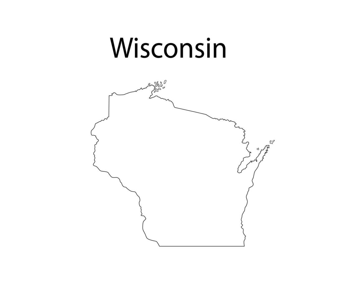 Wisconsin Map Line Art Vector Illustration
