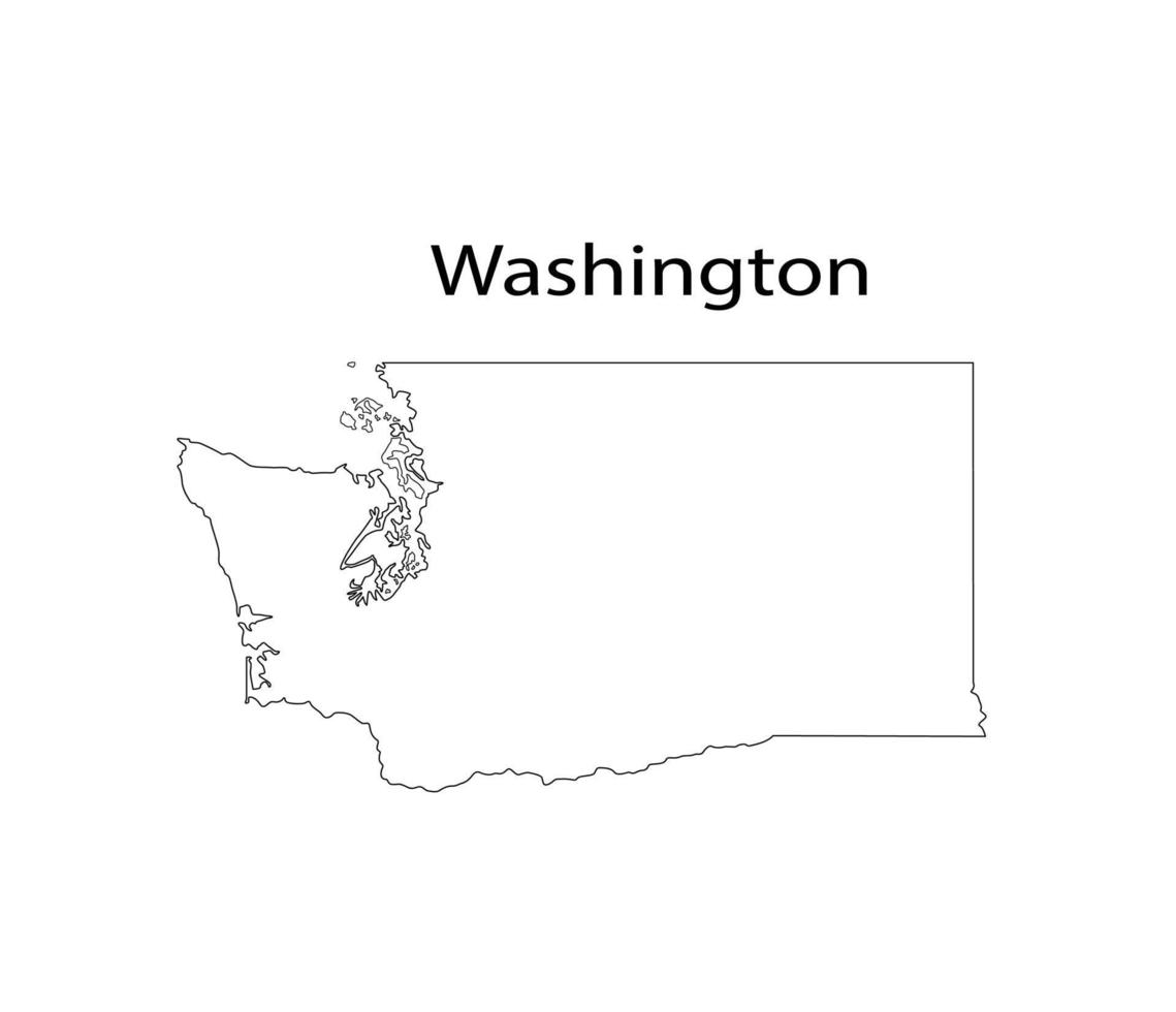 Washington Map Line Art Vector Illustration