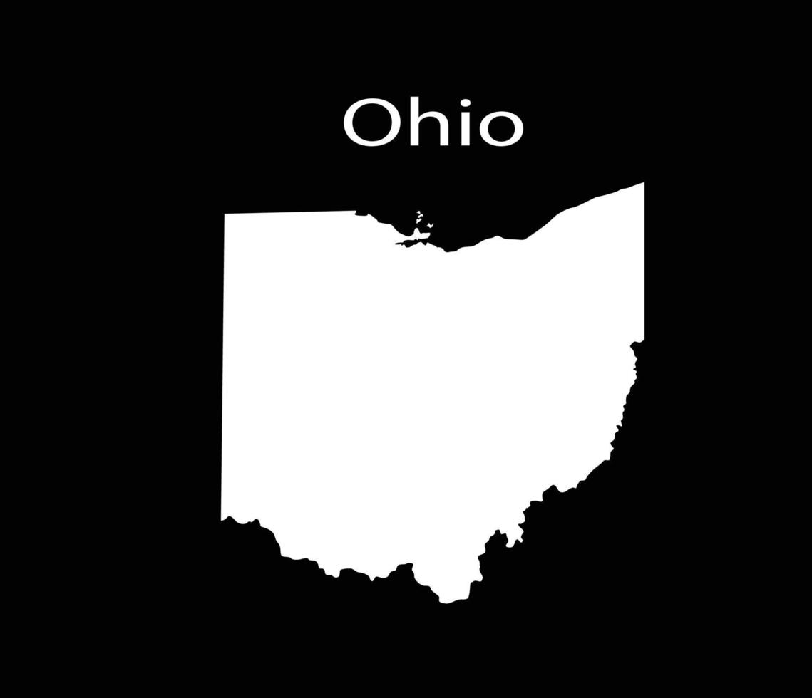 Ilustración de vector de mapa de ohio en fondo negro