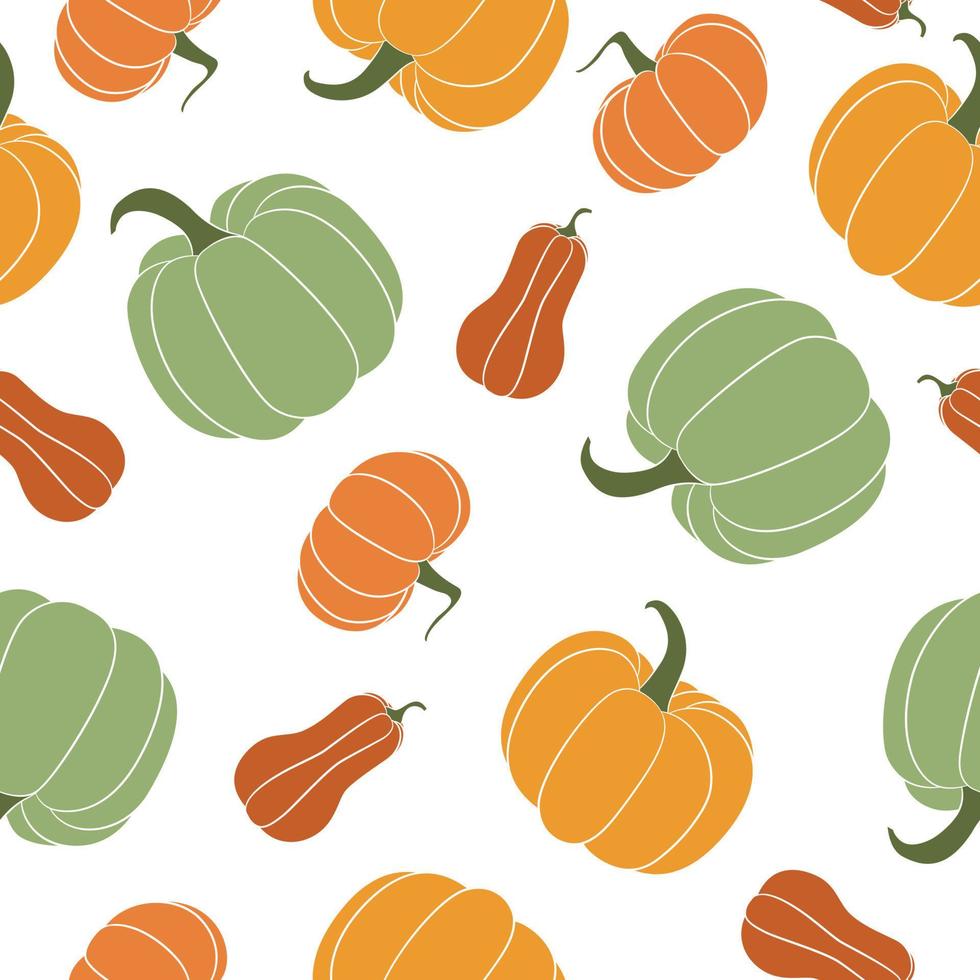 Colorful seamless pumpkins. Seamless vector pattern with gourds.