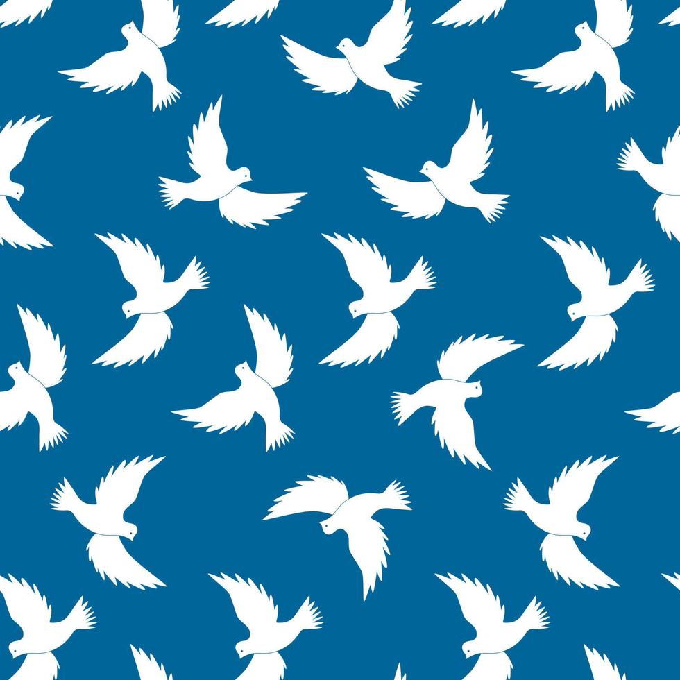 Seamless flying dove vector on blue background