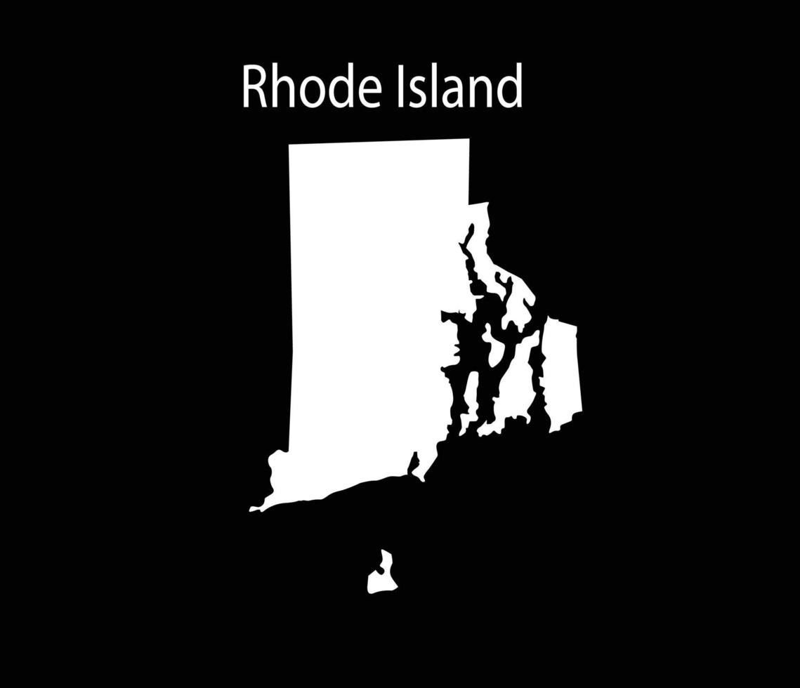 Ilustración de vector de mapa de Rhode Island en fondo negro