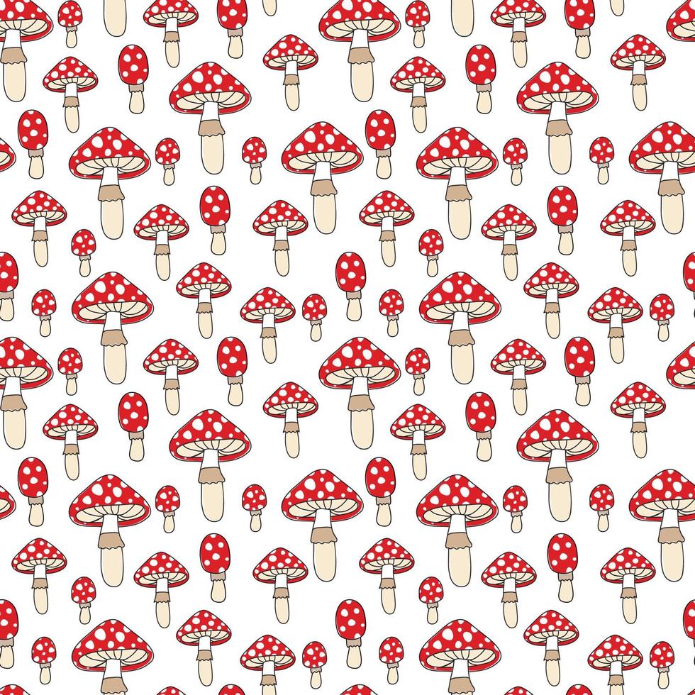 Mushroom seamless pattern. Amanita Muscaria pattern design for textile, wrapping paper. Magic wonderful mushroom backdrop. vector