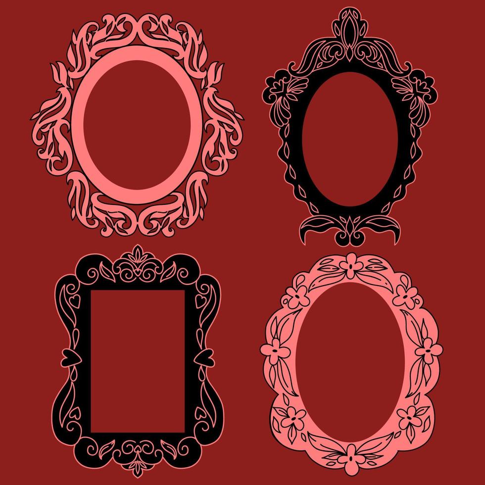 A set of decorative frames of different shapes. Vector graphics.