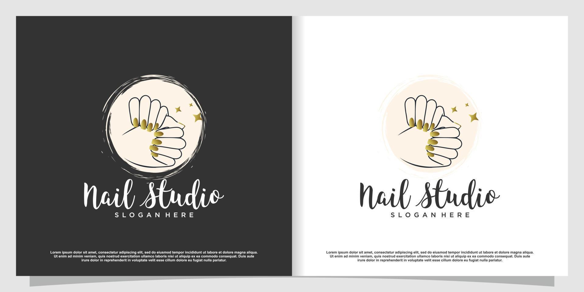 Nail polish logo design template with creative abstract style vector