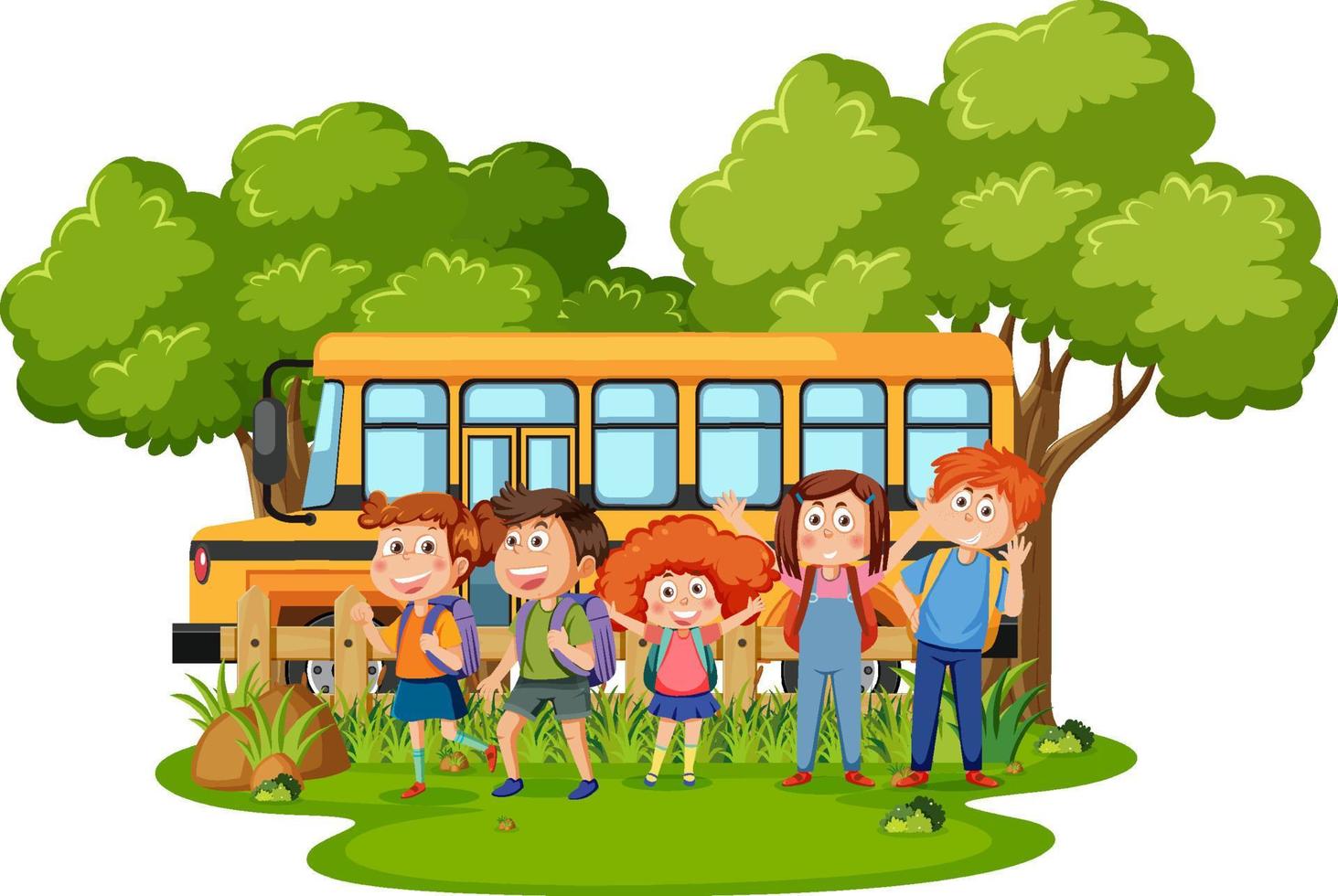 School bus with srudent kids vector