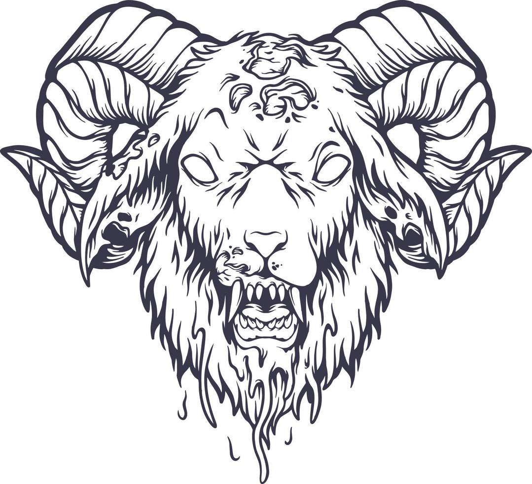 Scary angry goat monochrome illustration 11774699 Vector Art at Vecteezy