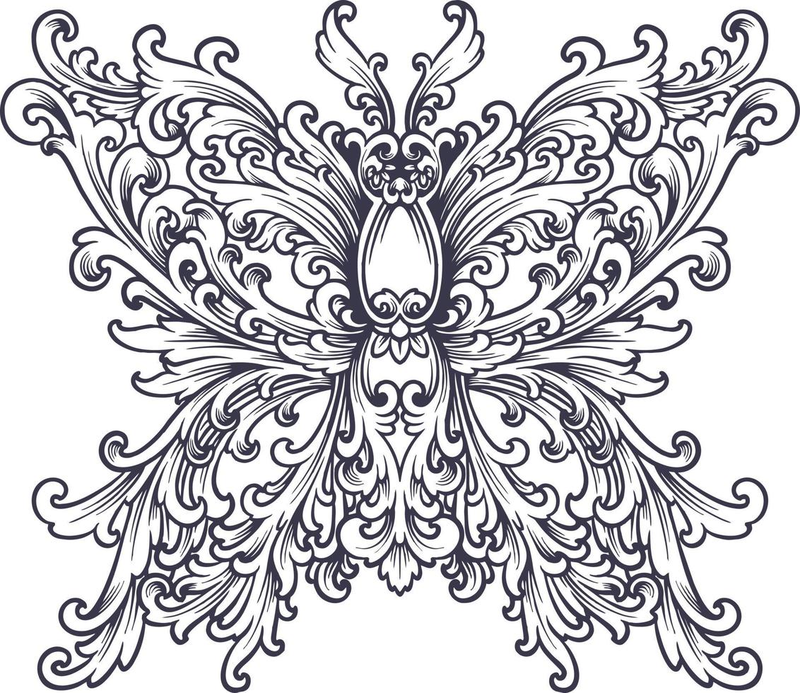 Luxury ornament butterfly silhouette illustration vector