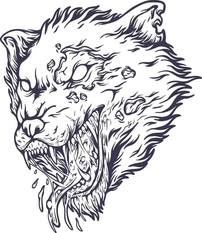 Scary horror werewolf head silhouette vector