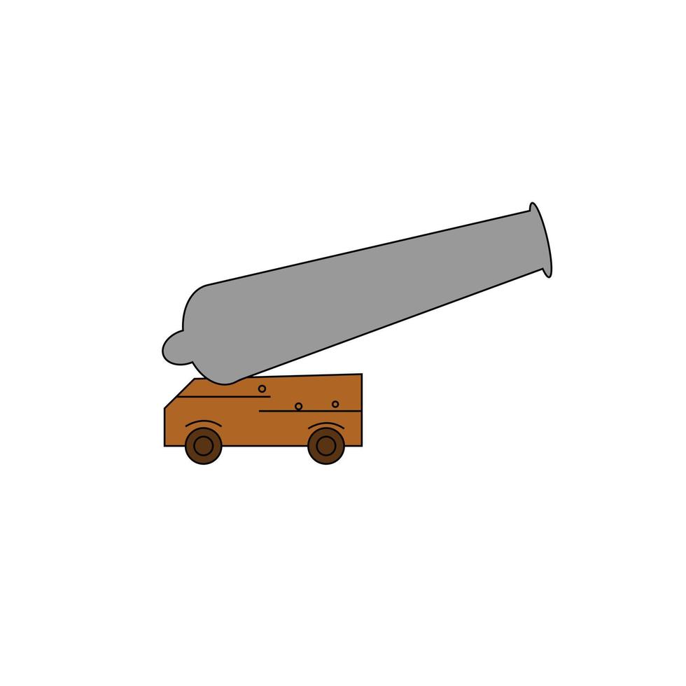 cannon in two-wheel cart. vector illustration