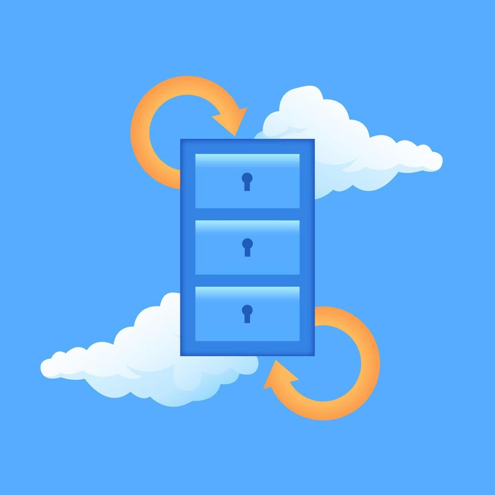 Illustration vector graphic of cloud storage mechanism. Suitable for icon, symbol, logo related to internet, communication and business