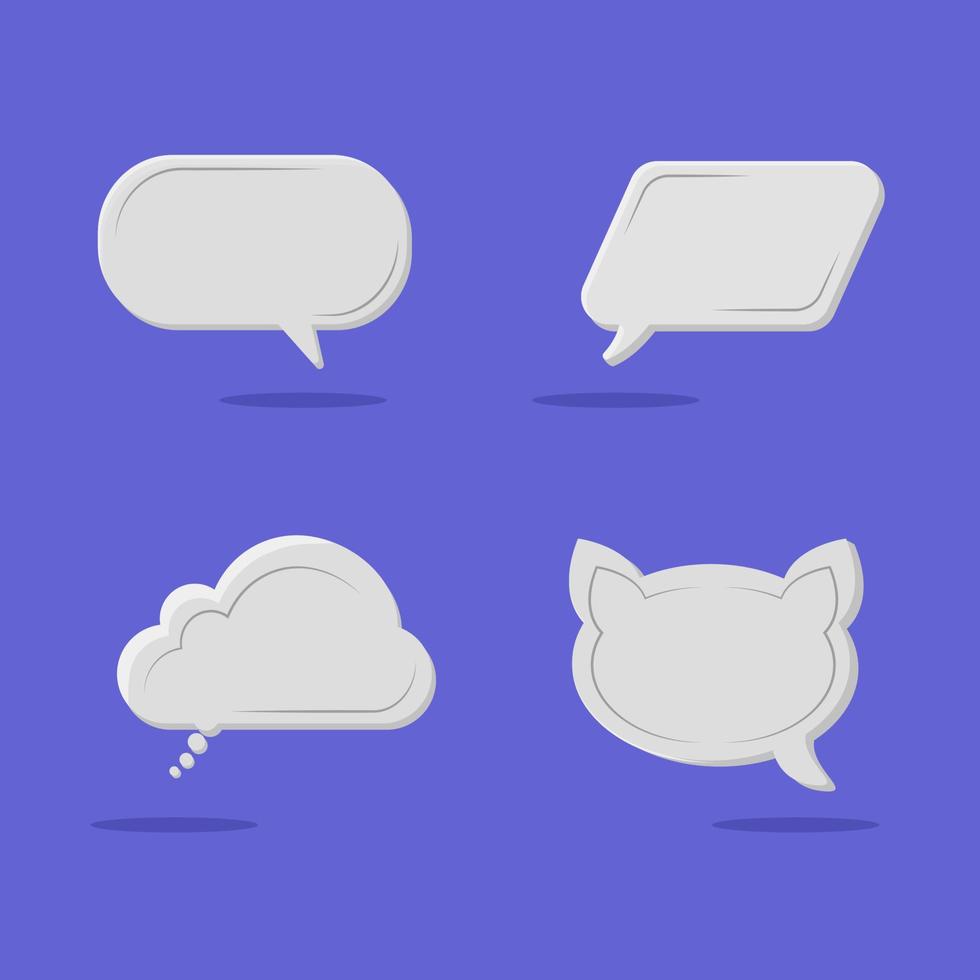 template Set of speech bubble, square, cat quote icons. Flat vector design