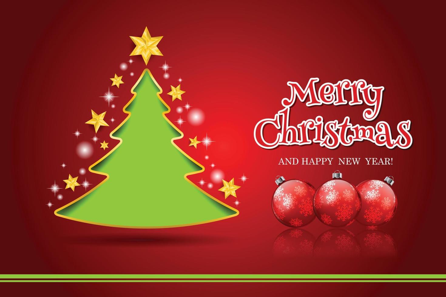 Merry christmas celebration card tree background. vector