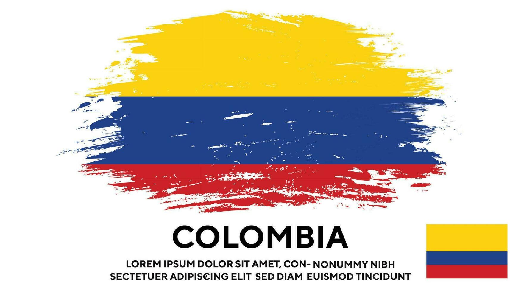 New distressed grunge texture Colombia colorful flag design vector