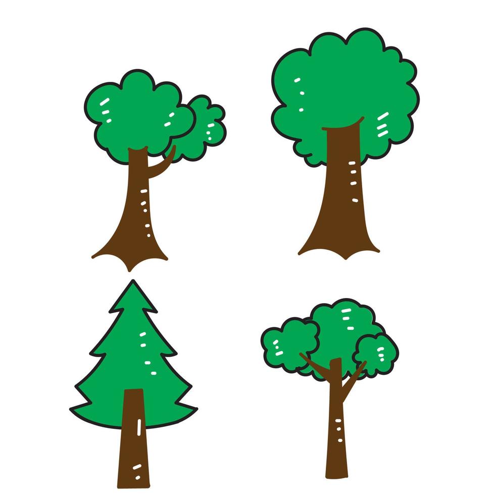 vector de ilustración de colección de árboles de doodle dibujado a mano