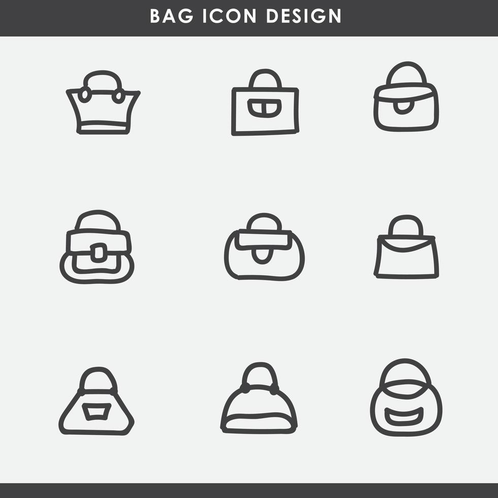 la plantilla de diseño de icono de bolsa, con un estilo de línea negra dibujada a mano, es adecuada para sus necesidades de diseño. vector