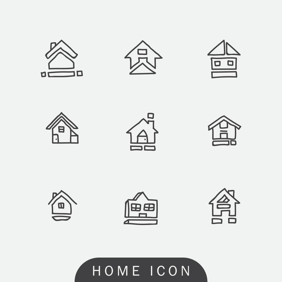 plantilla de diseño de icono de casa, con estilo de línea negra dibujada a mano, adecuada para sus necesidades de diseño. vector