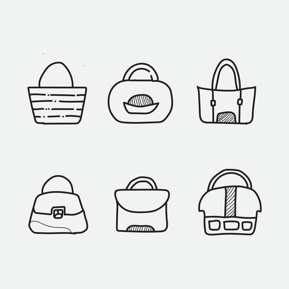 la plantilla de diseño de icono de bolsa, con un estilo de línea negra dibujada a mano, es adecuada para sus necesidades de diseño. vector