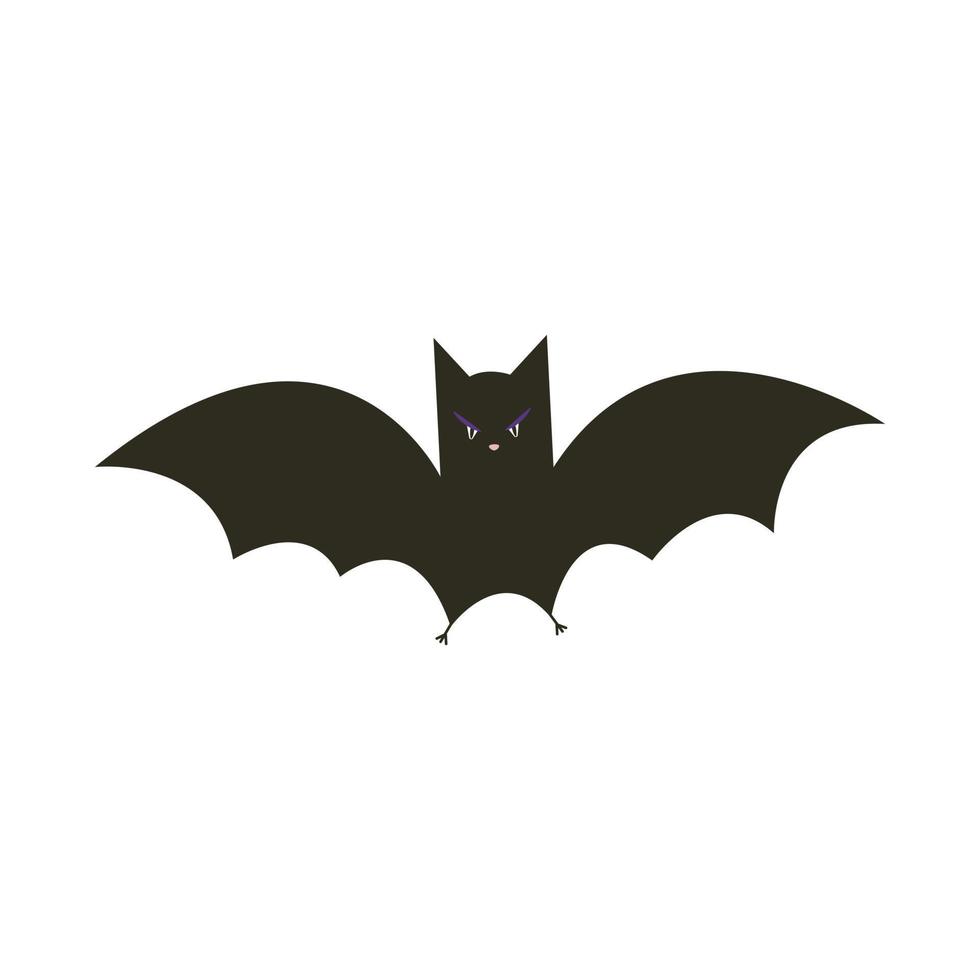 Cute bat, flying animal. Halloween character. Vector illustration in flat style