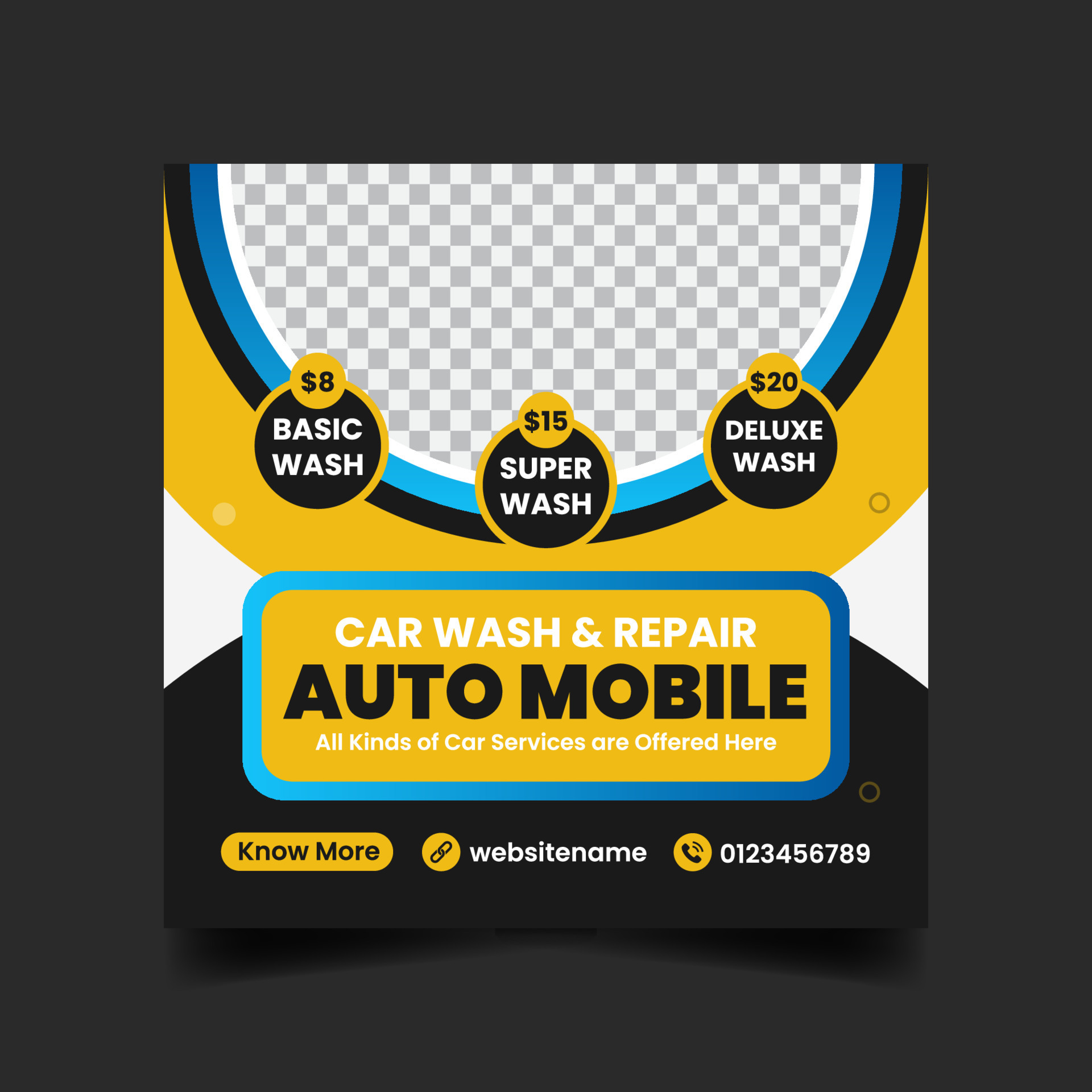 Auto Mobile Car Wash and Repair Social Media Post Design 11775043