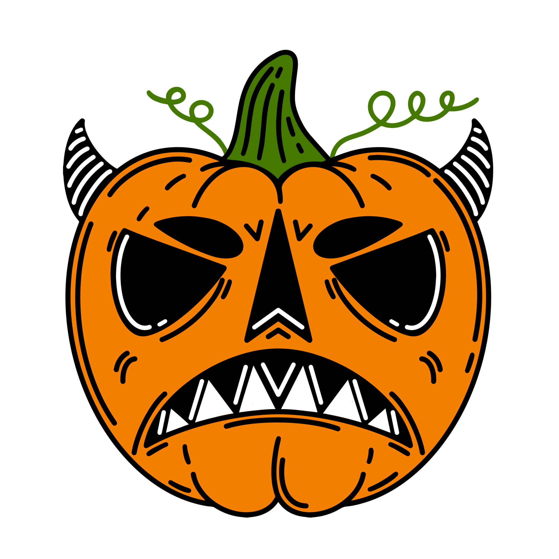 Halloween Cartoon Meme Pumpkin Scary Face Stock Vector (Royalty