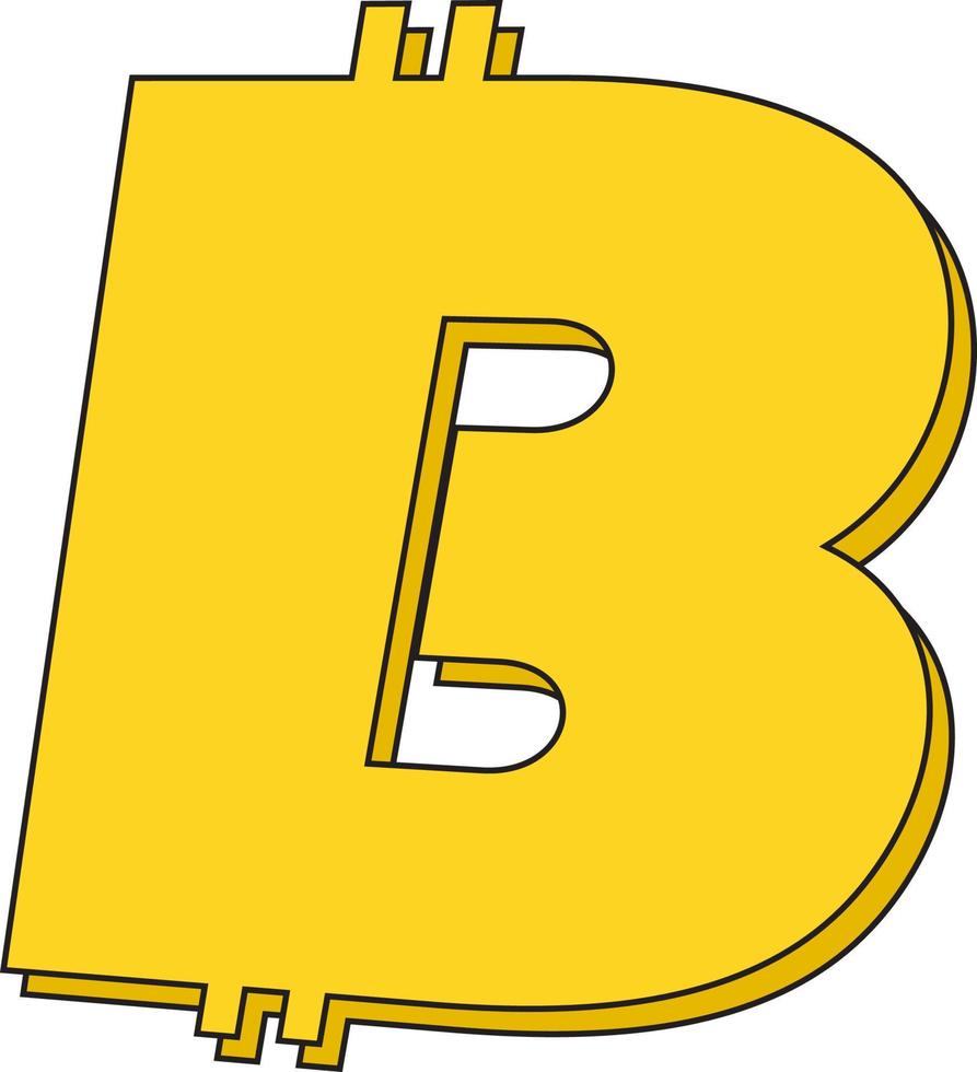 Bitcoin sign isolated, Gold coin with bitcoin sign icon in flat style on a white background vector illustration, B icon