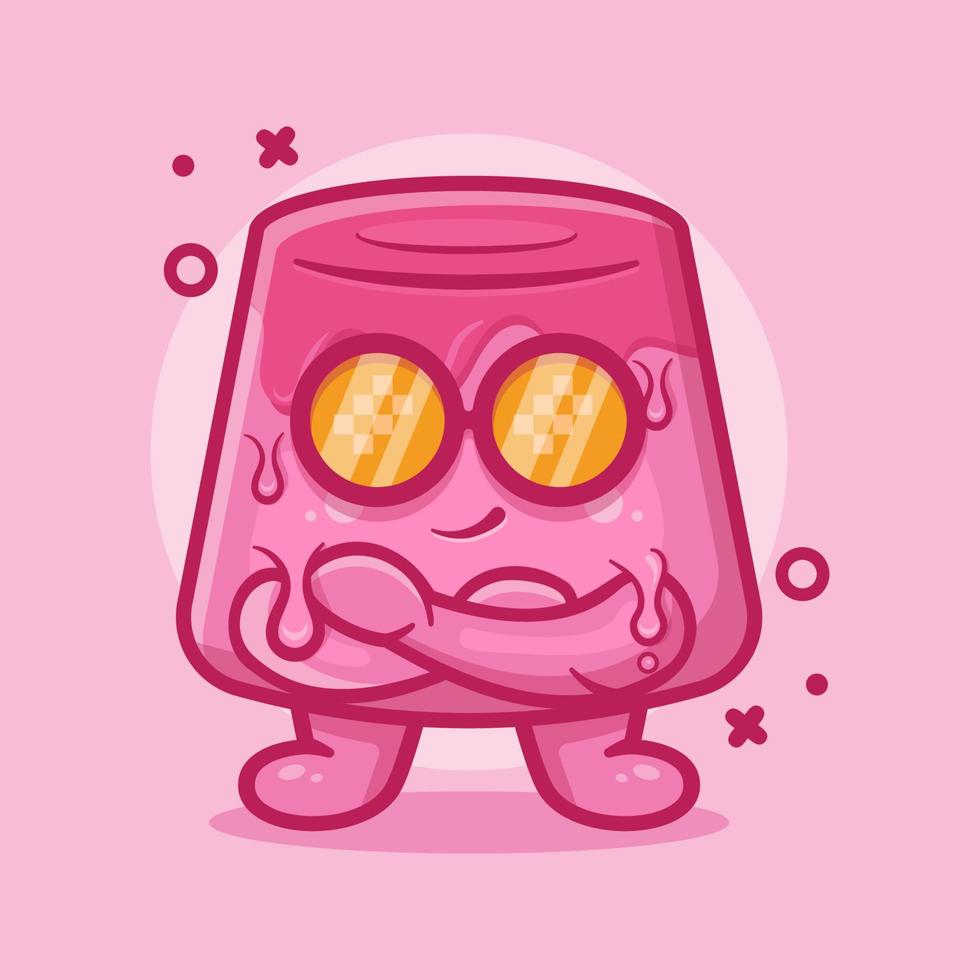 linda mascota de personaje de pastel de pudín con expresión fresca dibujos animados aislados en diseño de estilo plano vector