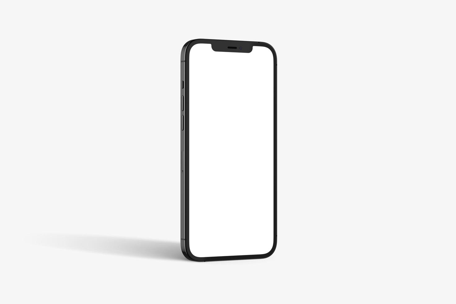 Black modern smartphone mockup. Mobile smart phone technology front blank screen studio shot isolated on over white background with clipping paths for Phone and for Screen. photo