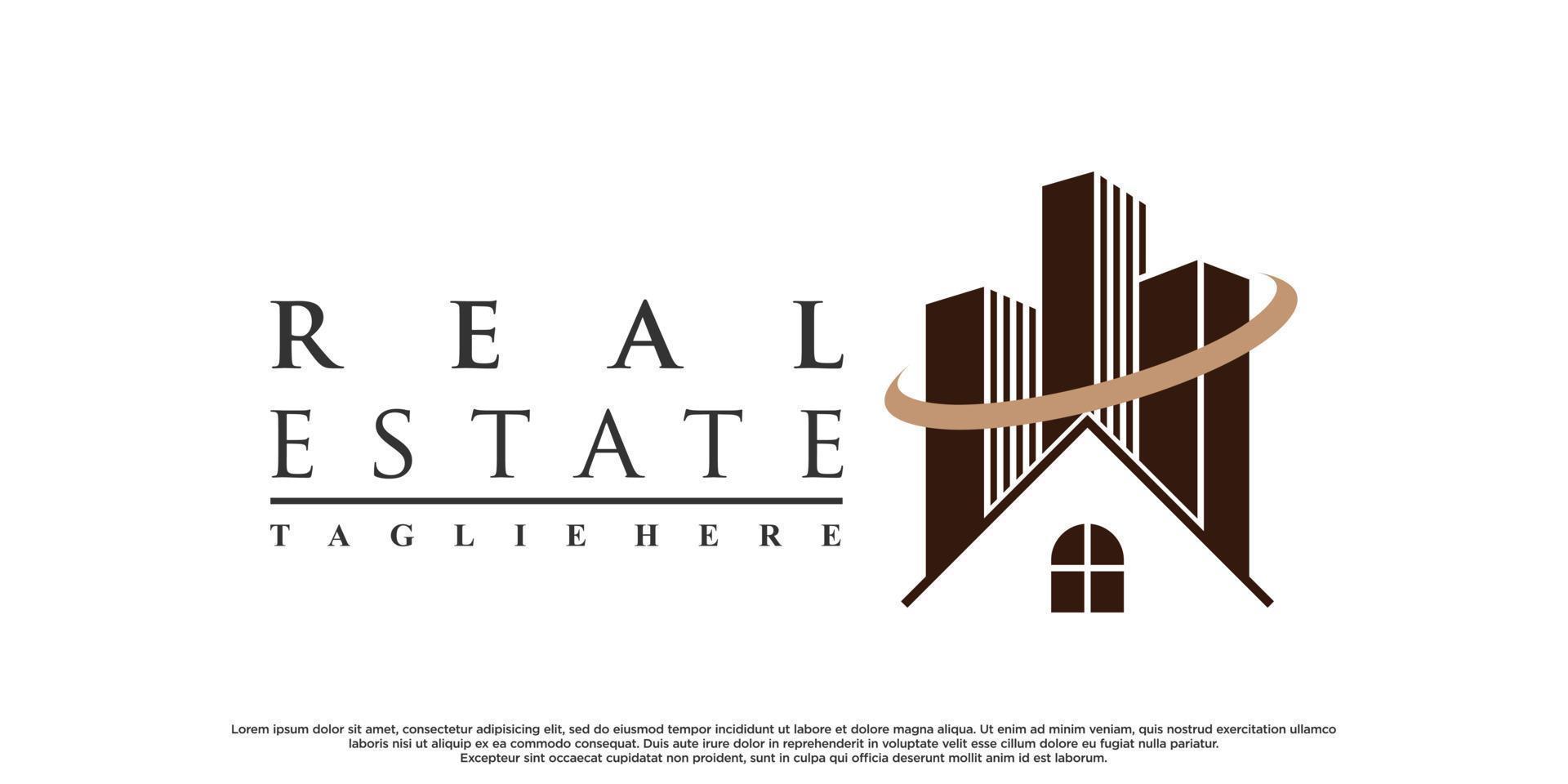 Modern real estate building logo design for business with unique concept Premium Vector