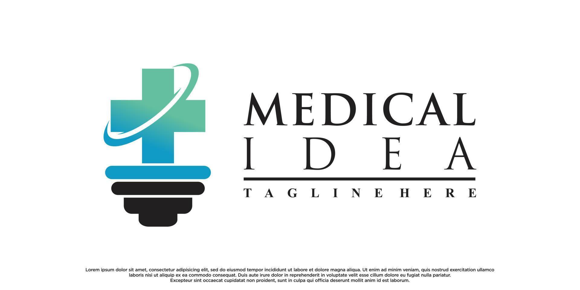diseño de logotipo de idea médica con vector premium de estilo creativo