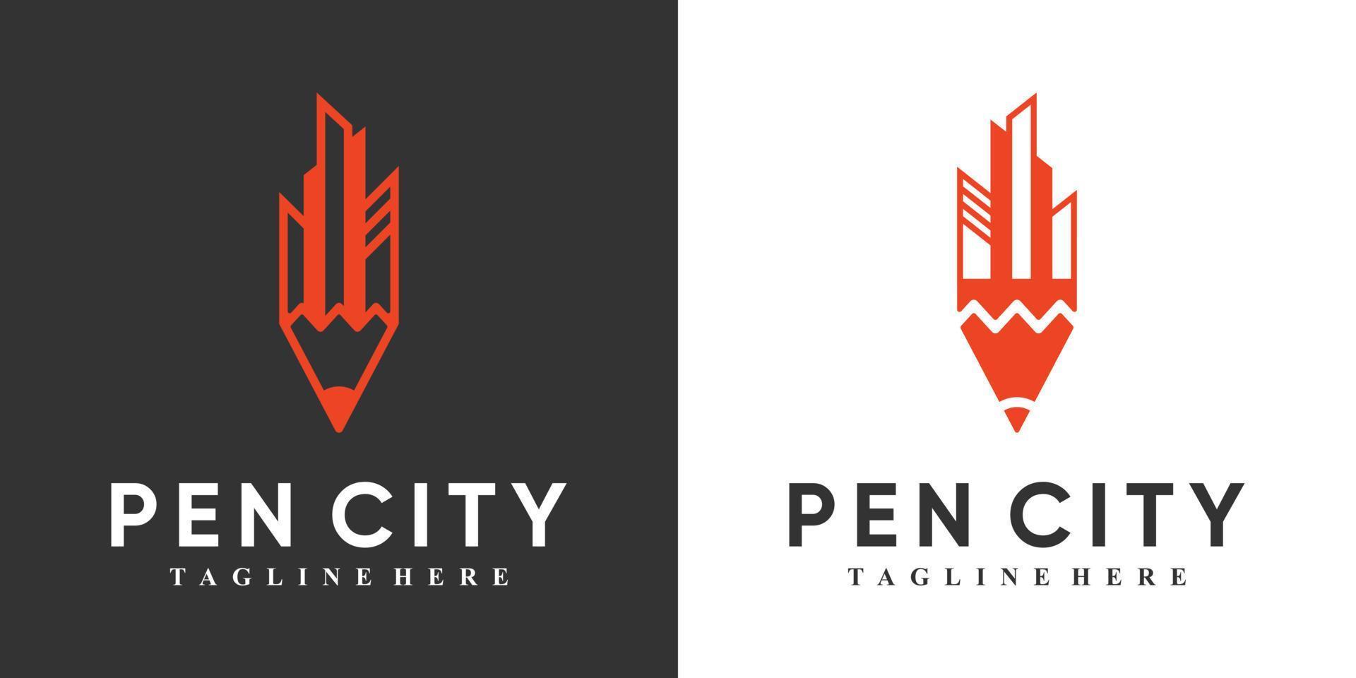 diseño de logotipo de lápiz con vector premium de concepto creativo