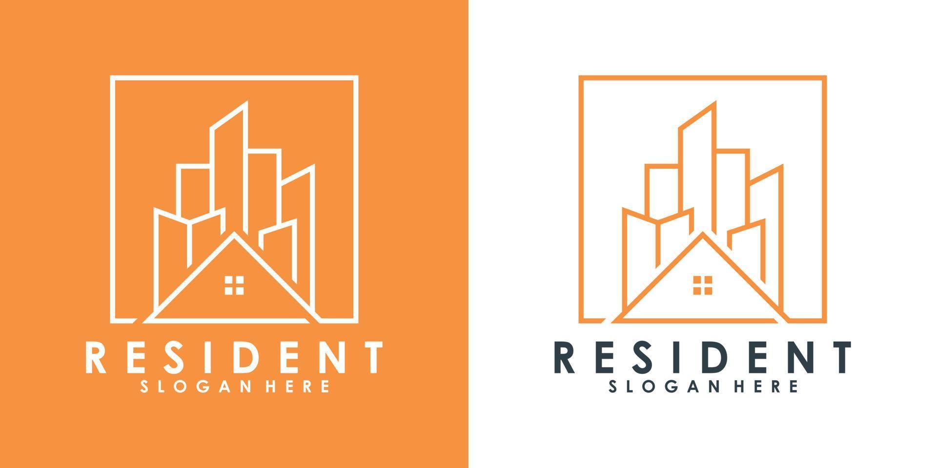 diseño de logotipo residente estilo moderno blanco vector premium