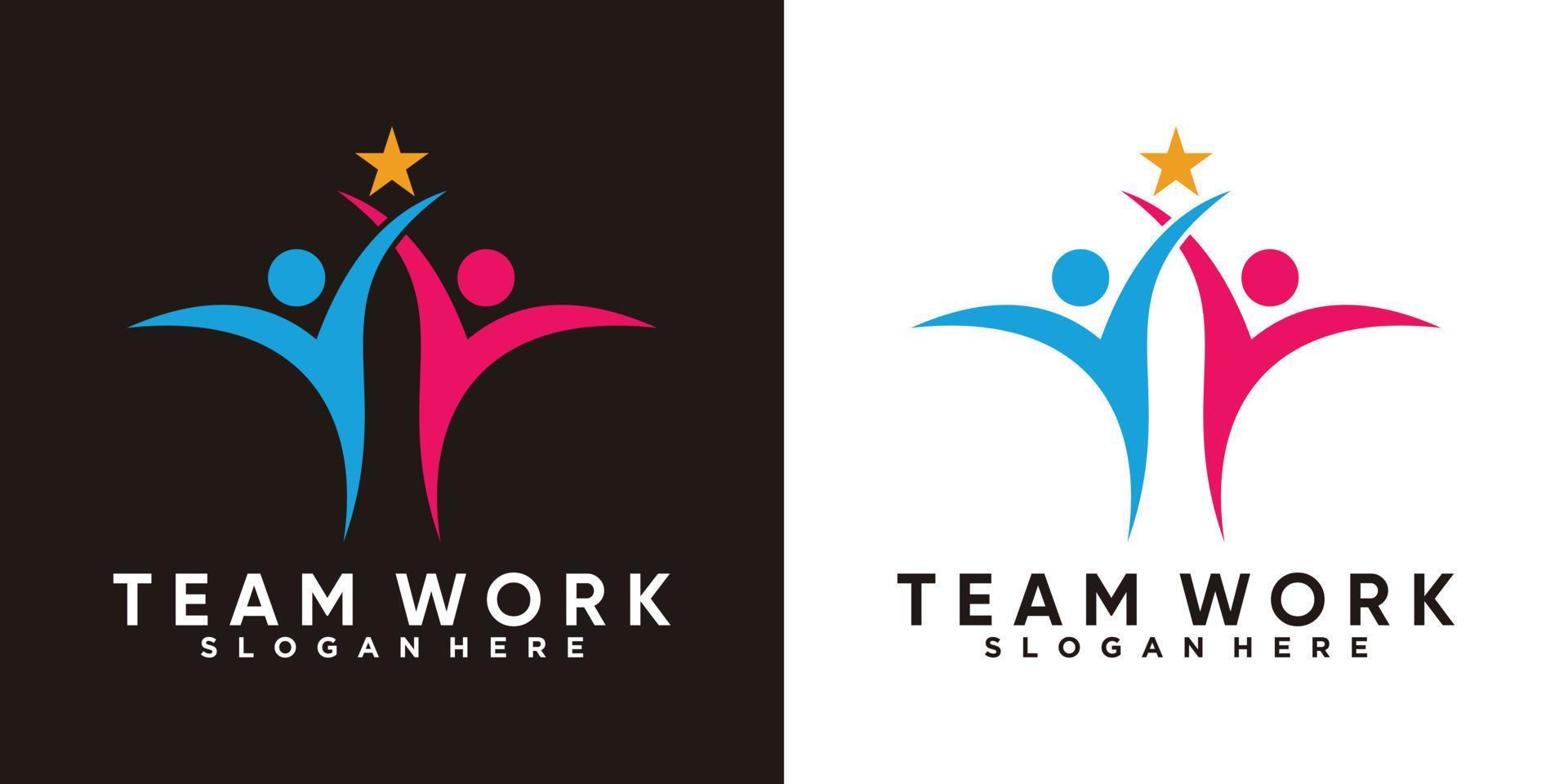 team work logo design with creativ concept vector