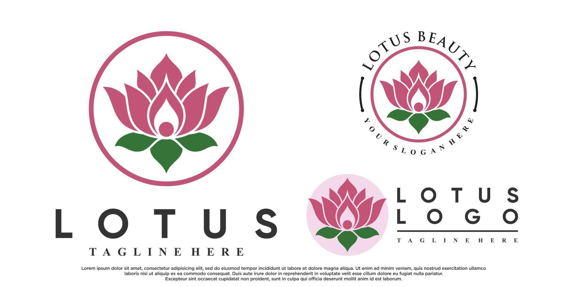 Set of lotus flower logo design with creative style Premium Vector